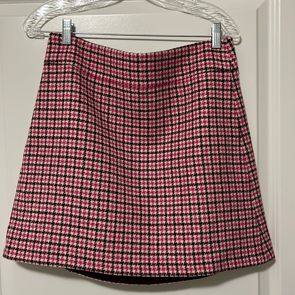 J.Crew Houndstooth Wool A-line Skirt - Size 6